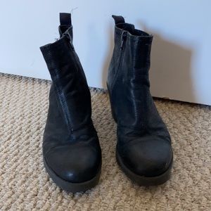 Black leather booties